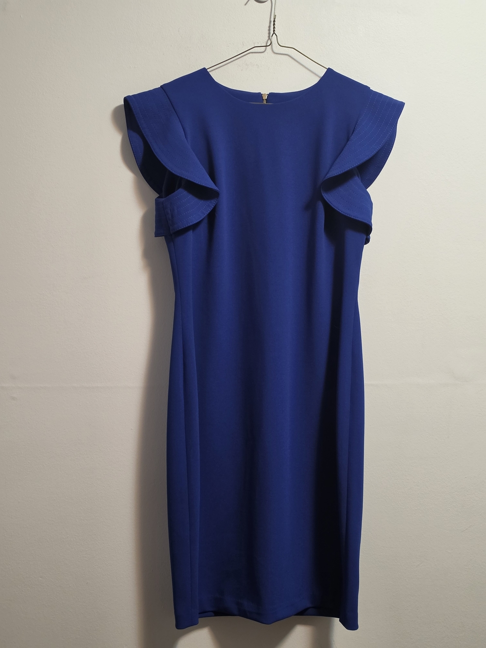 Calvin Klein Cobalt Blue Ruffle Sleeve Midi Dress